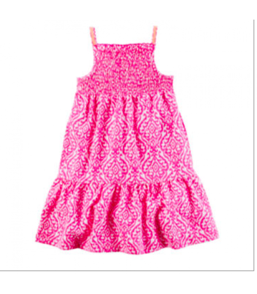 carters pink/white geo- print spagh dress